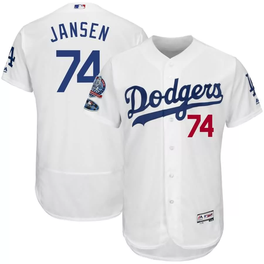 Kenley Jansen 74 Dodgers Jersey White World Series 2018 Los Angeles Men Blue Red