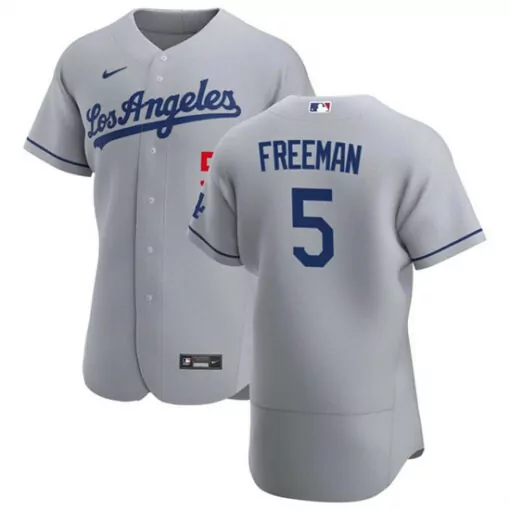 Freddie Freeman 5 Jersey Light Gray Los Angeles Dodgers Men Blue Flex Base Stitched
