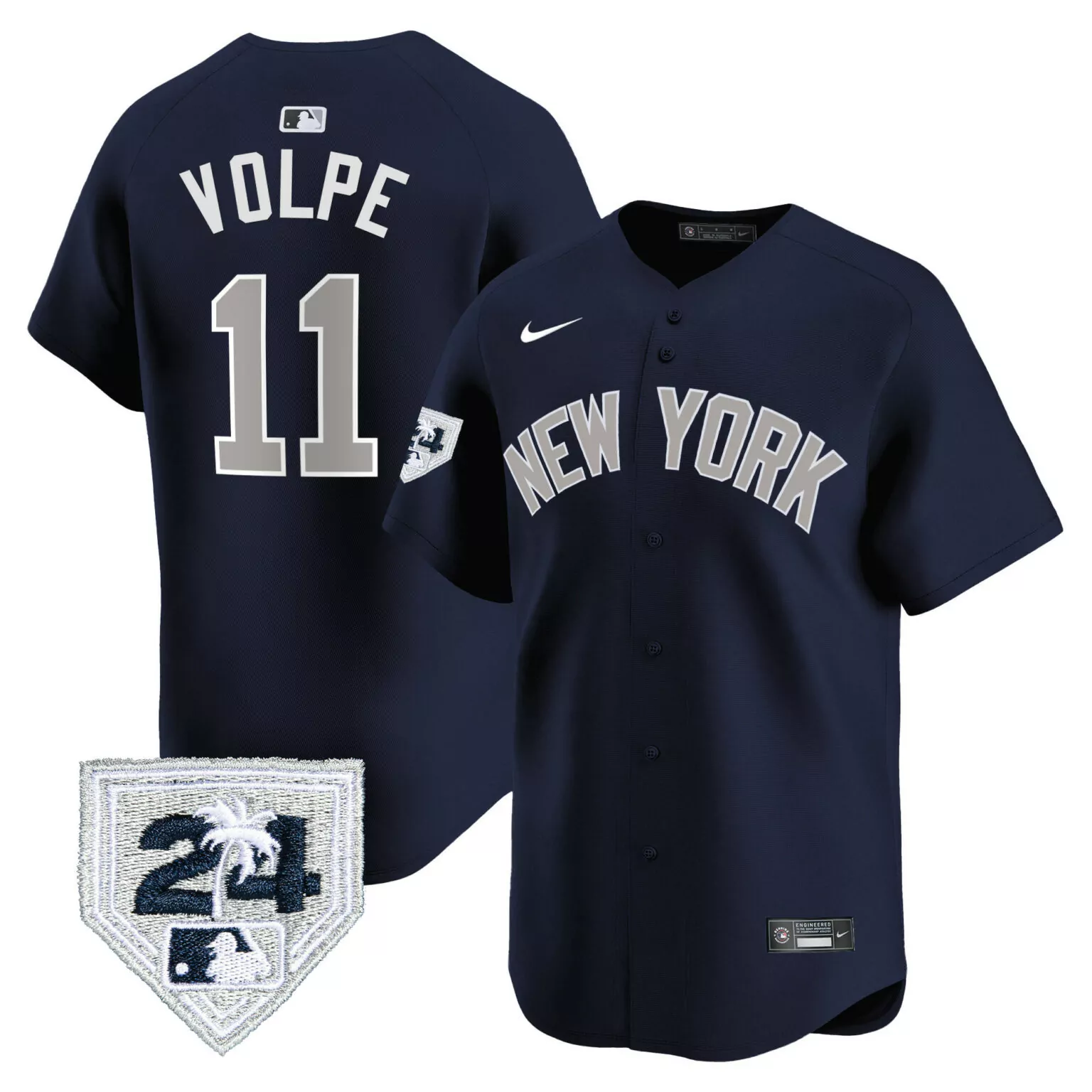Anthony Volpe 11 New York Yankees Jersey Navy Players Association Palm Tree Men Gray