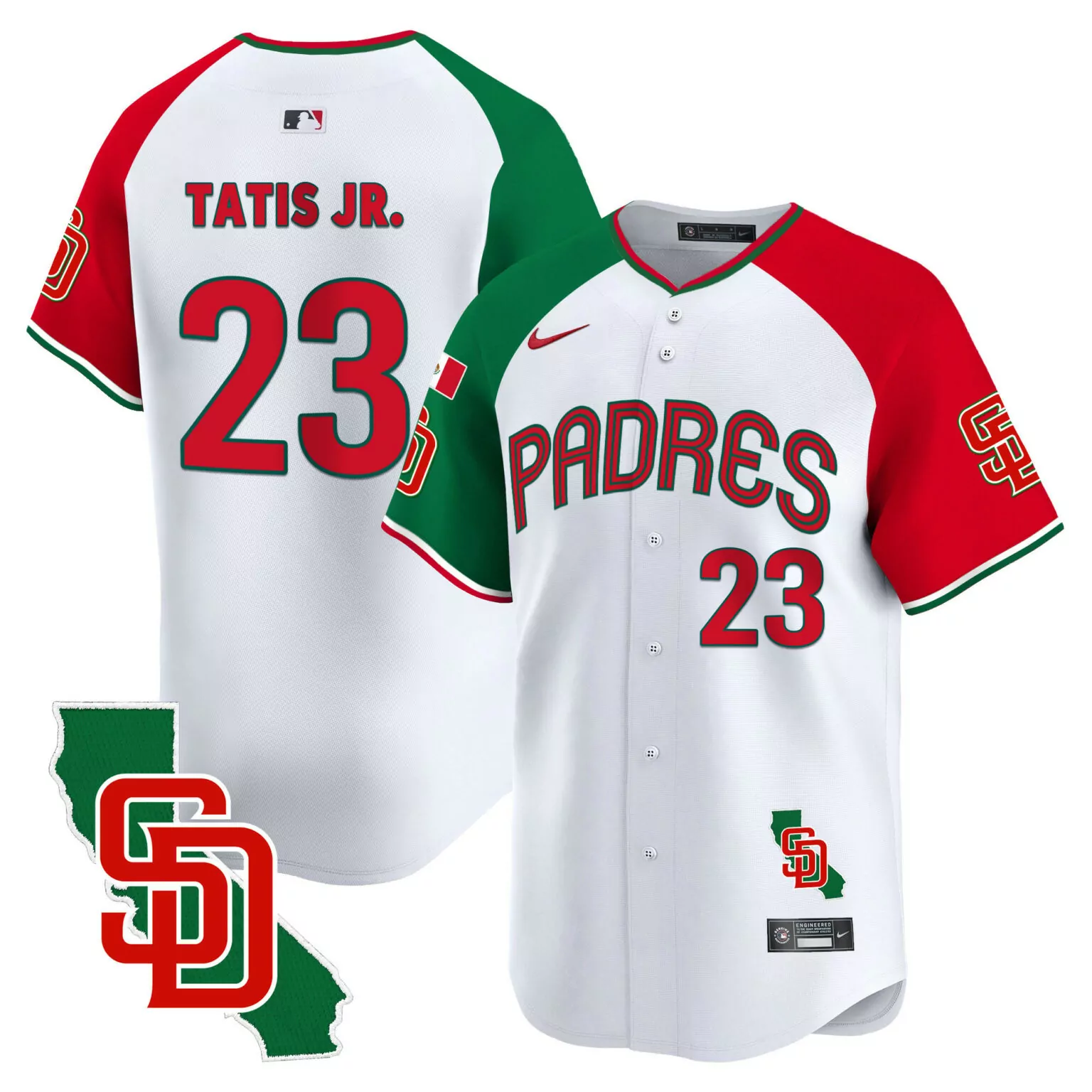 Fernando Tatis 23 Padres Jersey White City Connect Men Split Design Green Red Alternate