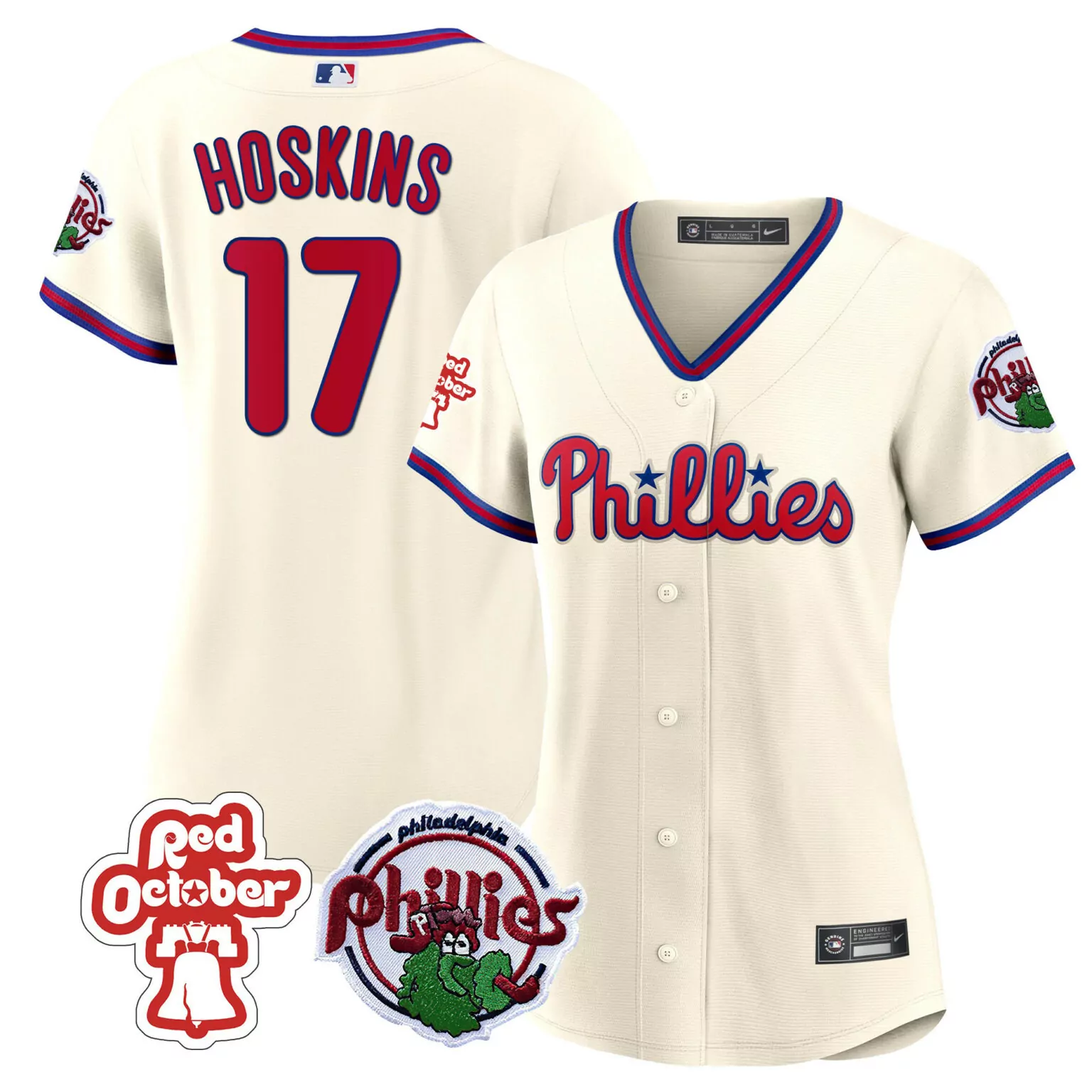 Rhys Hoskins 17 Phillies Jersey Cream Red October Mascot Men Throwback Blue All Stitched
