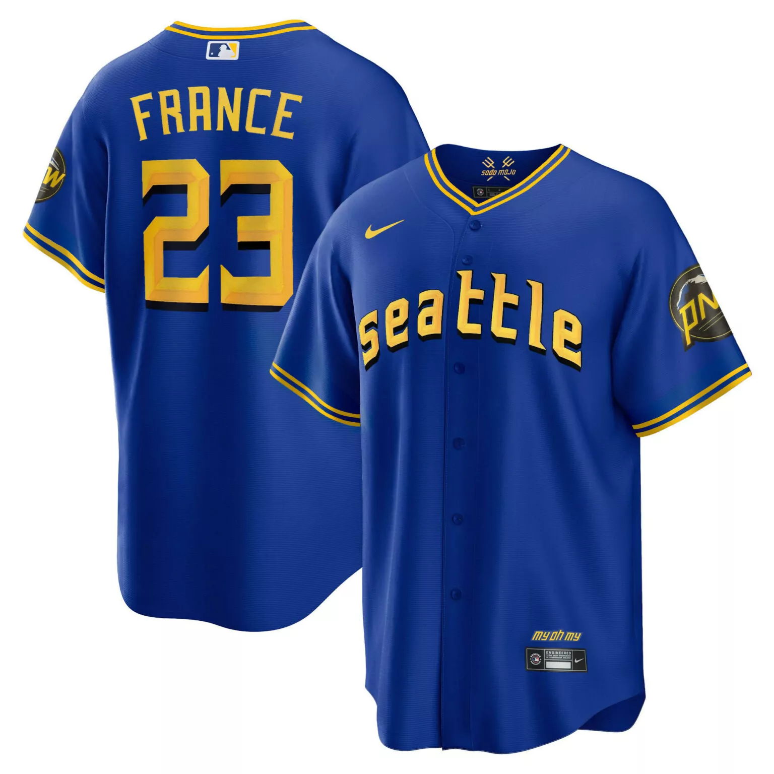 Ty France 23 Seattle Mariners Jersey Royal Blue Pnw My Oh Men Yellow Navy Cool Collection
