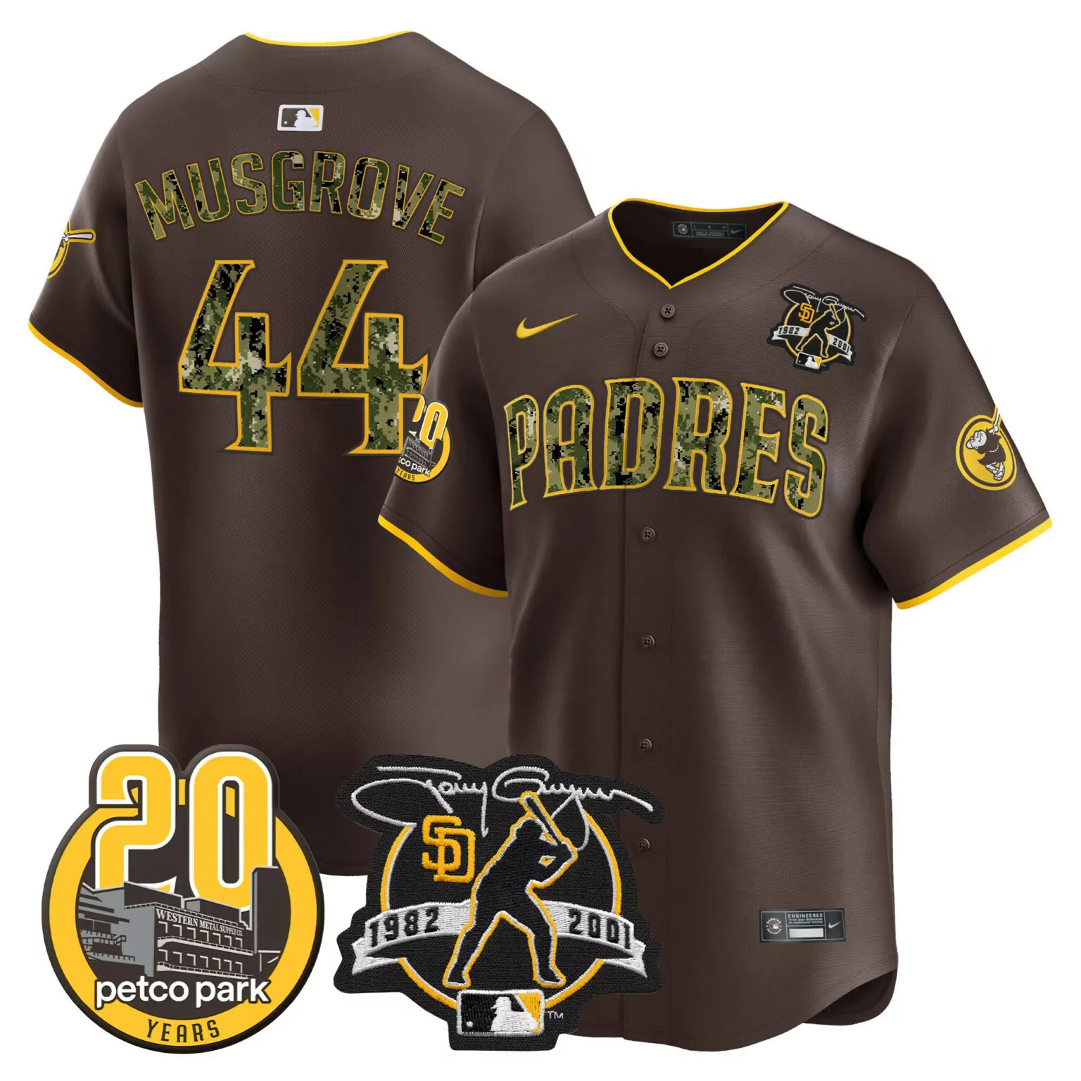 Joe Musgrove 44 Padres Jersey Brown Petco Park 20th Anniversary 20 Years 1982-2001