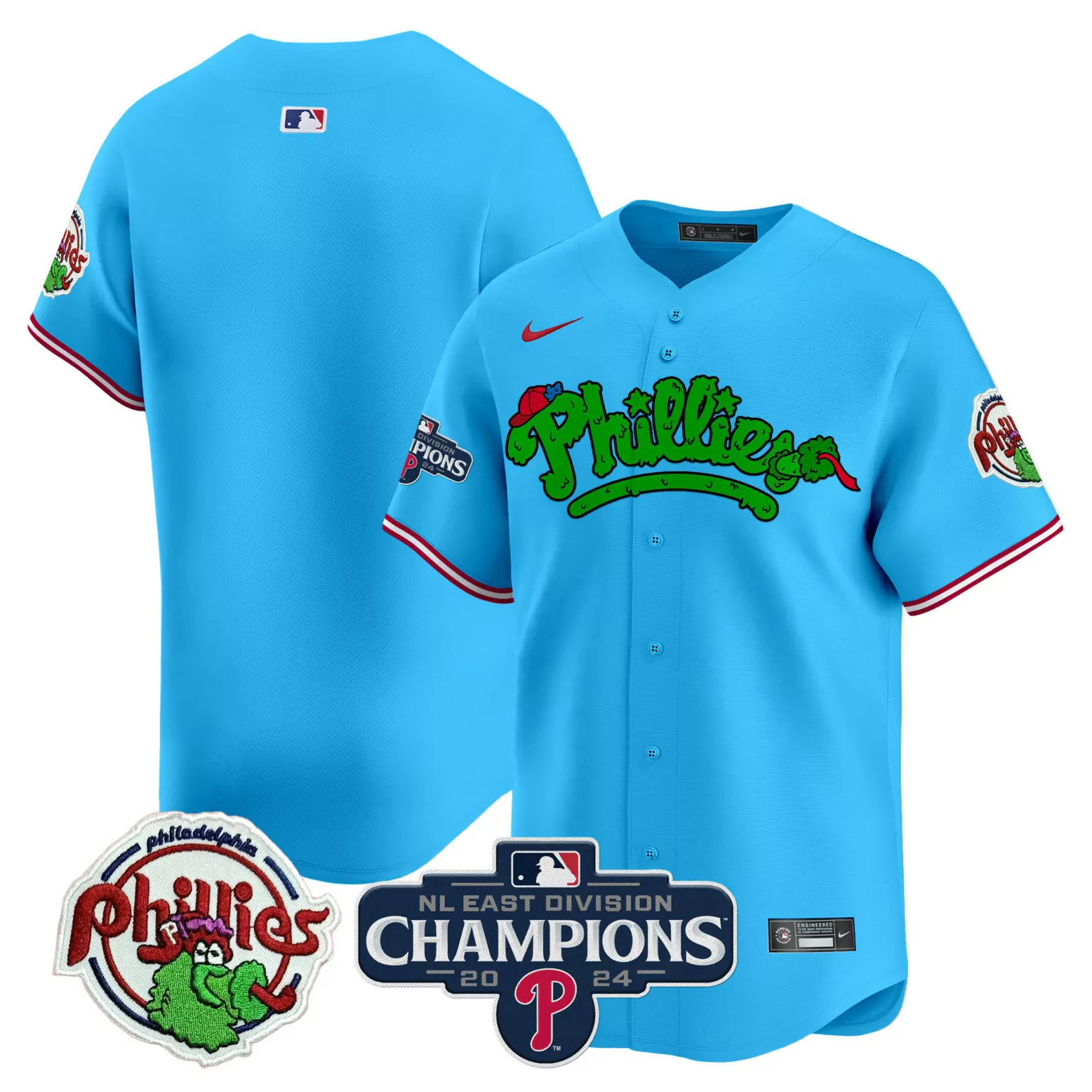 Nl East Philadelphia Phillies Jersey Light Blue Division Champions 2024 Men Red White