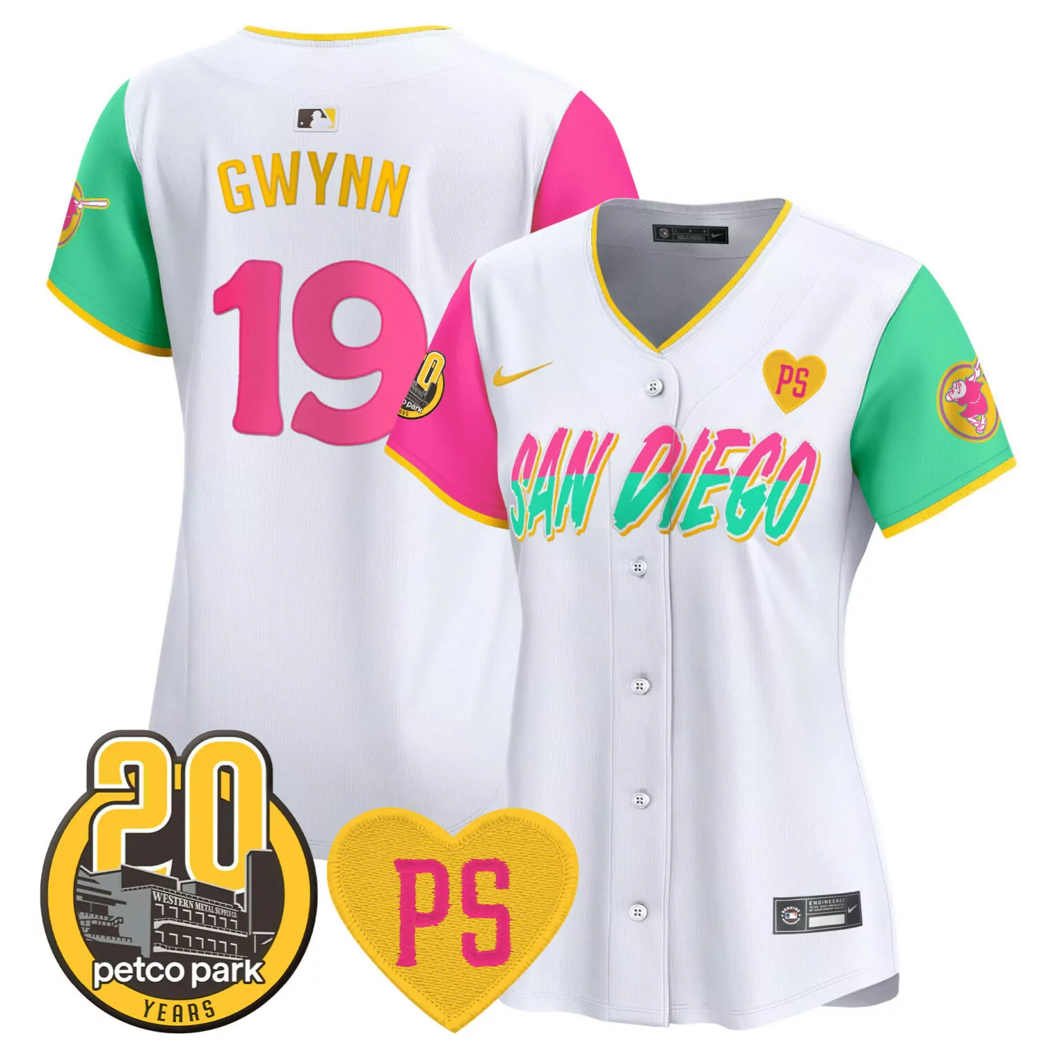 Tony Gwynn 19 San Diego Padres Jersey White Swinging Friar Petco Park 20th Anniversary Ps Heart 2023