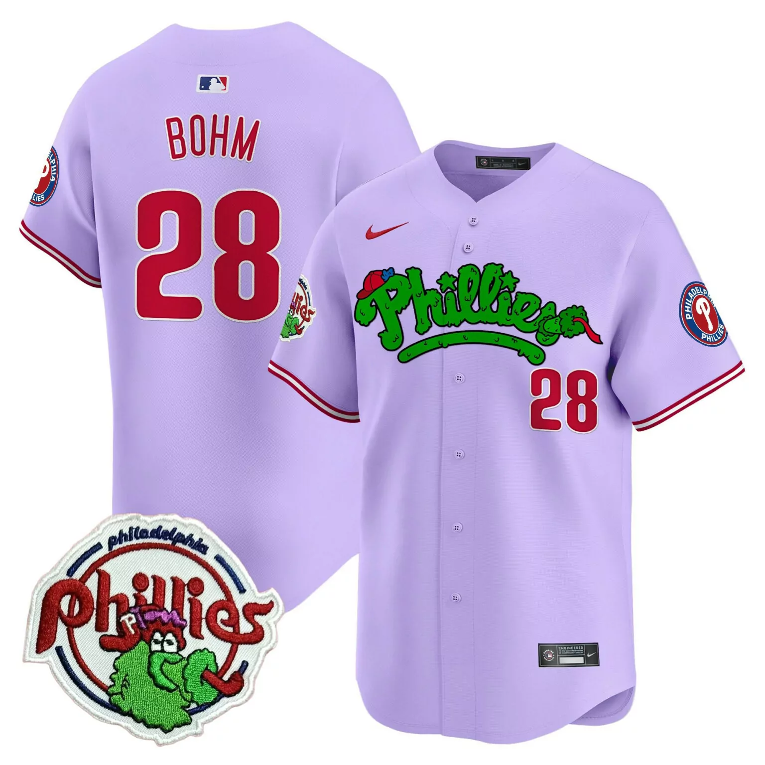 Alec Bohm 28 Jersey Lavender Phillies Phestival Philadelphia Mascot Men Alternate