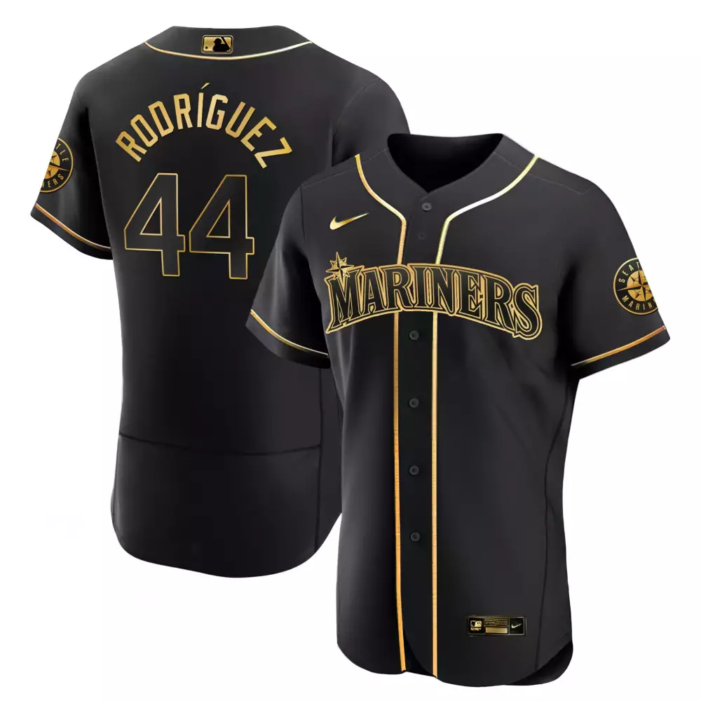 Julio Rodriguez 44 Mariners Jersey Black Men Gold All Stitched
