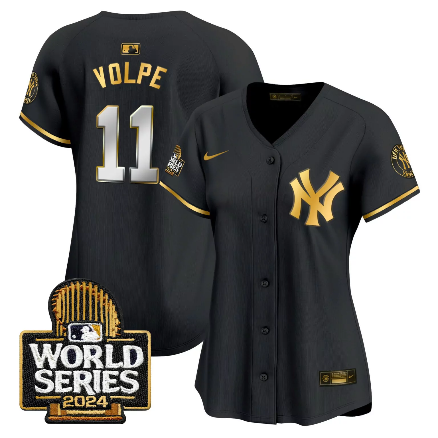 Anthony Volpe 11 New York Yankees Jersey Black World Series 2024 Men Gold All Stitched