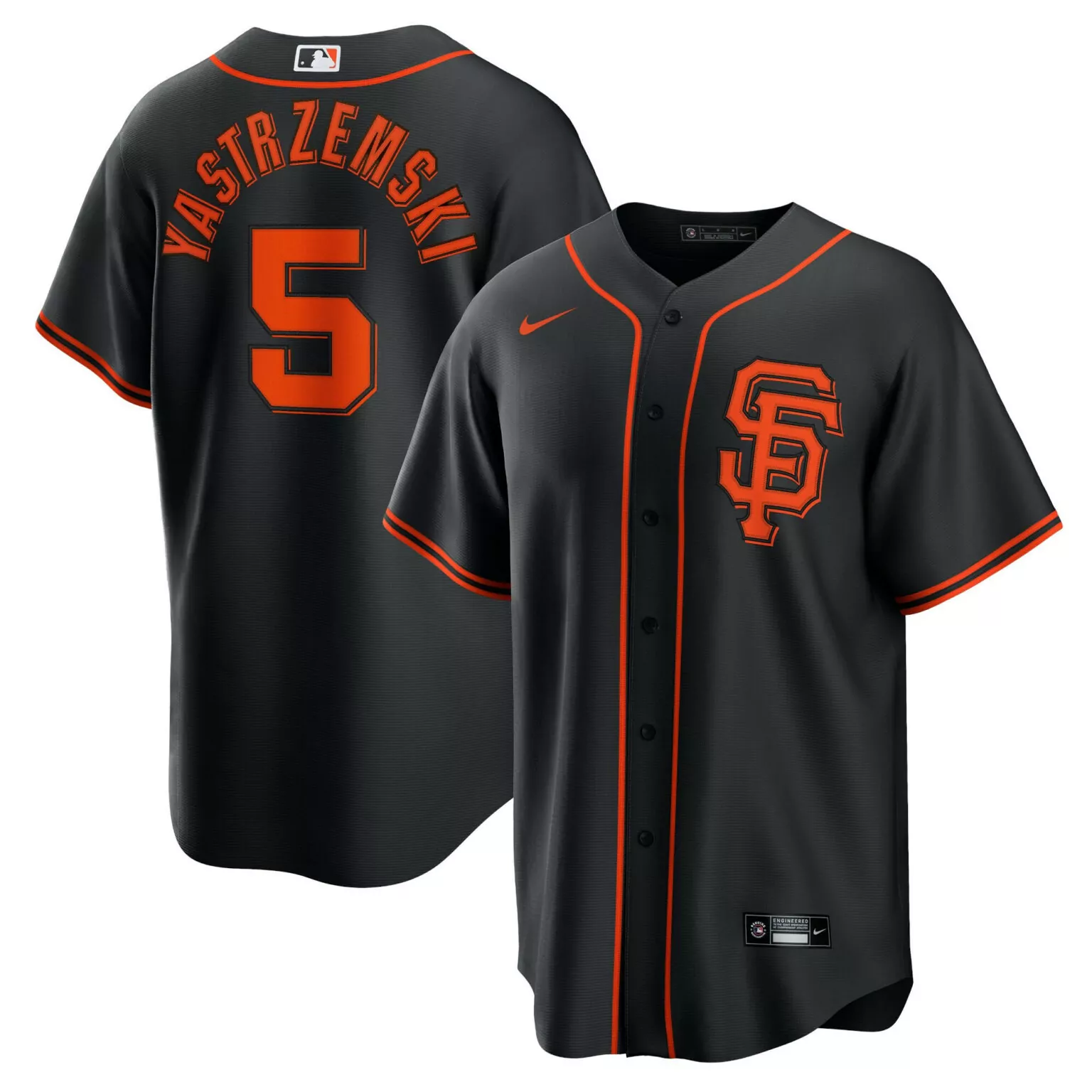 Mike Yastrzemski 5 Jersey Black San Francisco Giants Men Orange All Stitched