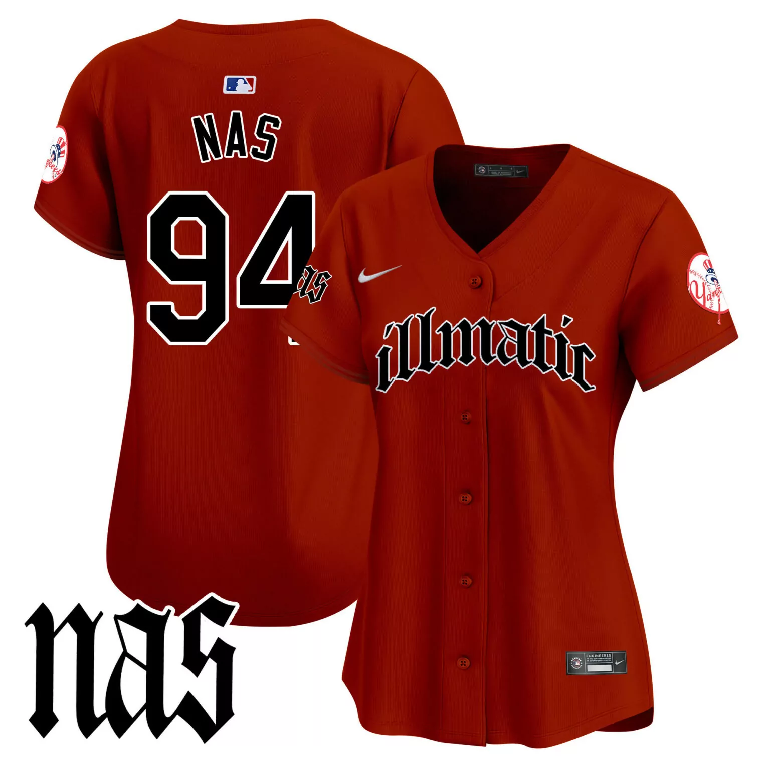 Illmatic Nas 94 New York Yankees Jersey Red Women White Black All Stitched