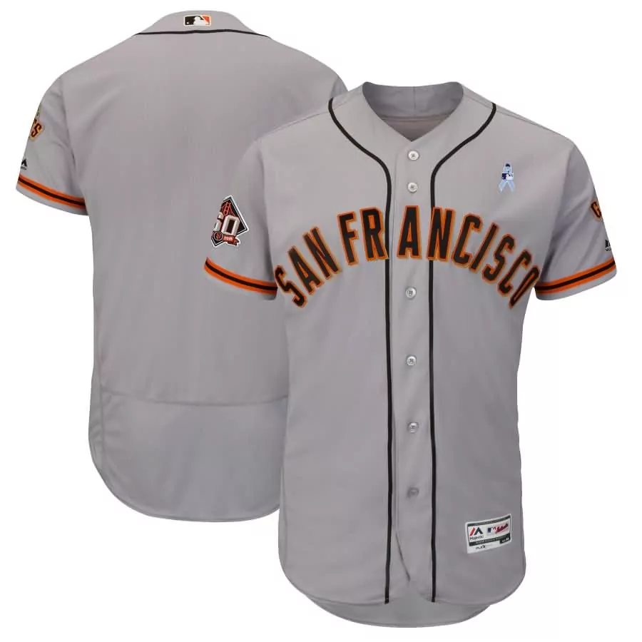 Thomas Francisco Jersey Gray 60th Anniversary San Giants Men Orange Black Flex Base