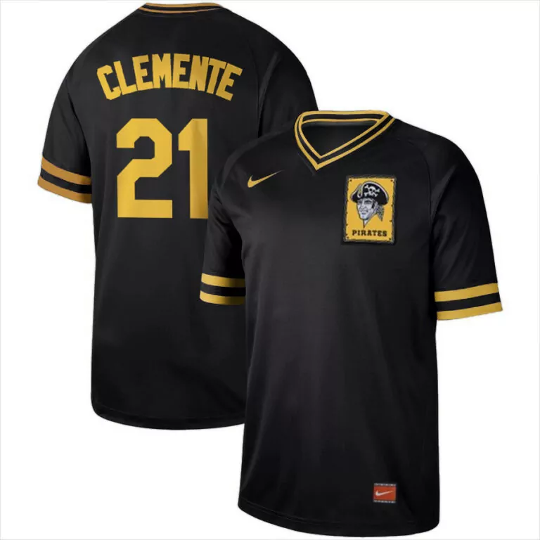 Roberto Clemente 21 Pirates Jersey Black Men Yellow Cooperstown Collection