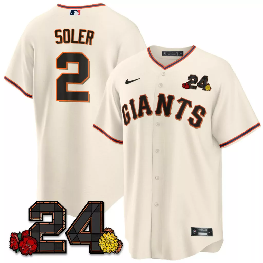 Jorge Soler 2 Giants Jersey Cream Men Orange Black Navy Home v2 All Stitched