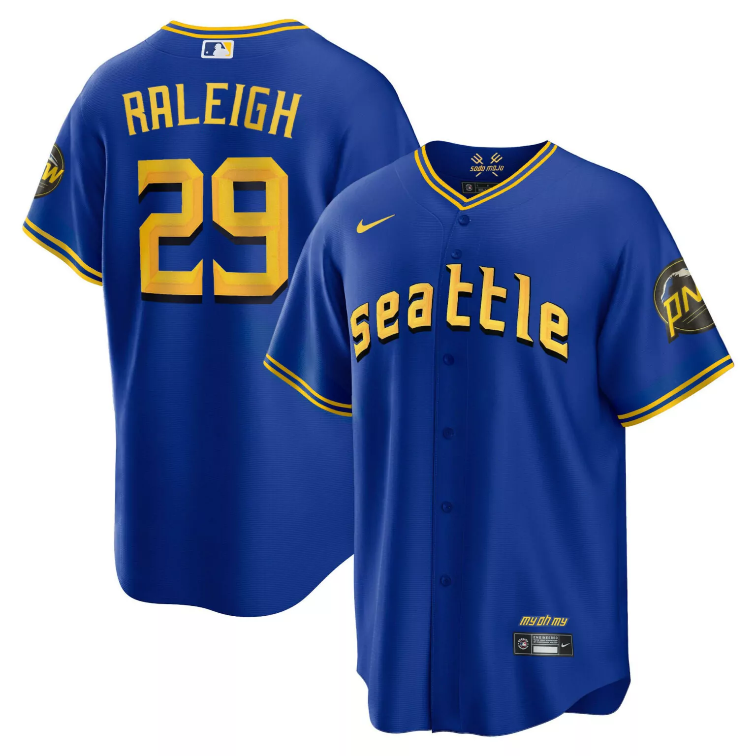 Cal Raleigh 29 Seattle Mariners Jersey Royal Blue My Oh Pnw Men Yellow Cool All Stitched