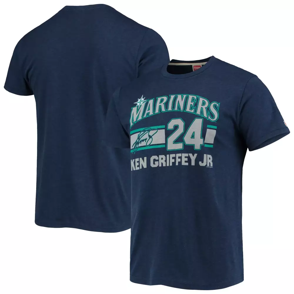 Ken Griffey 24 Mariners Jersey Navy Men T-shirt Teal Grey White