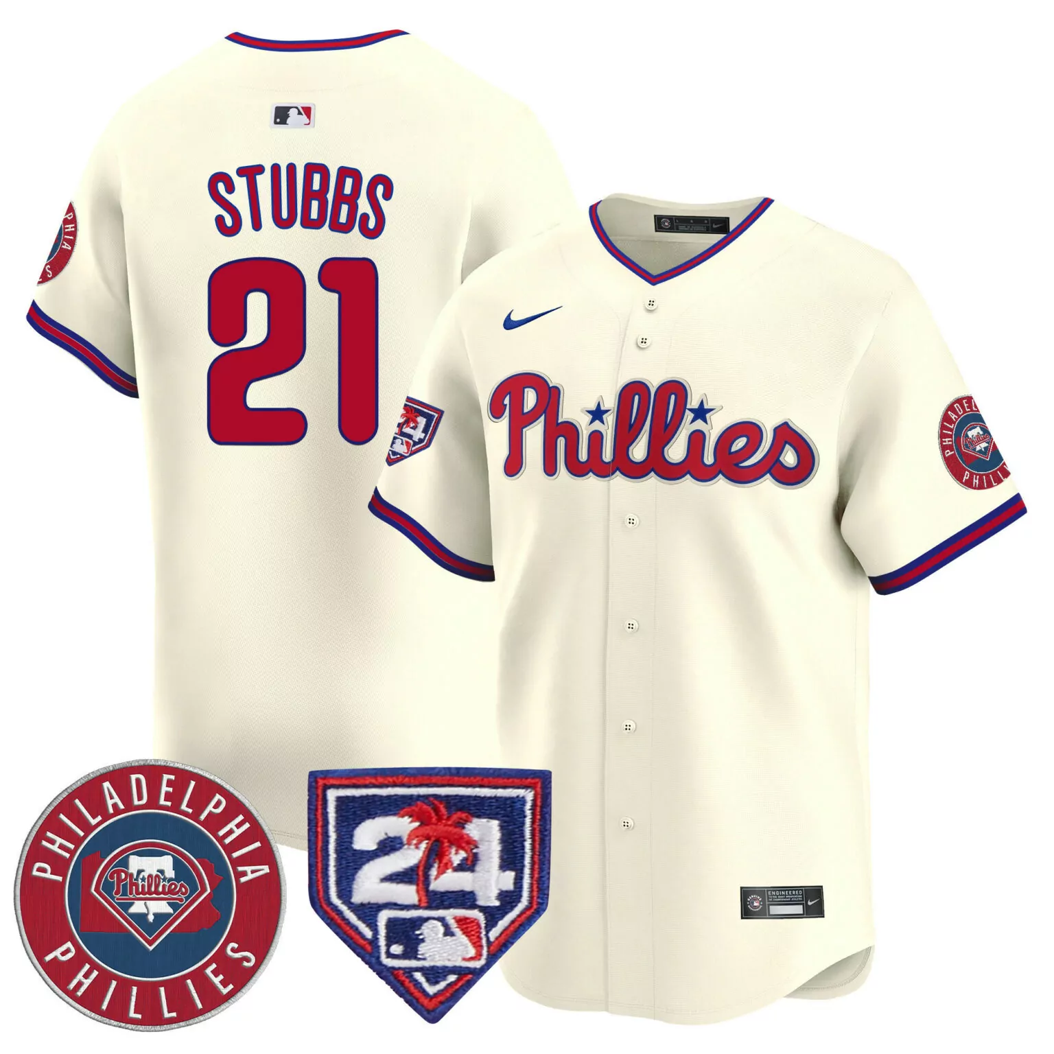 Garrett Stubbs 21 Jersey Cream Philadelphia Phillies Men Red Blue Vapor