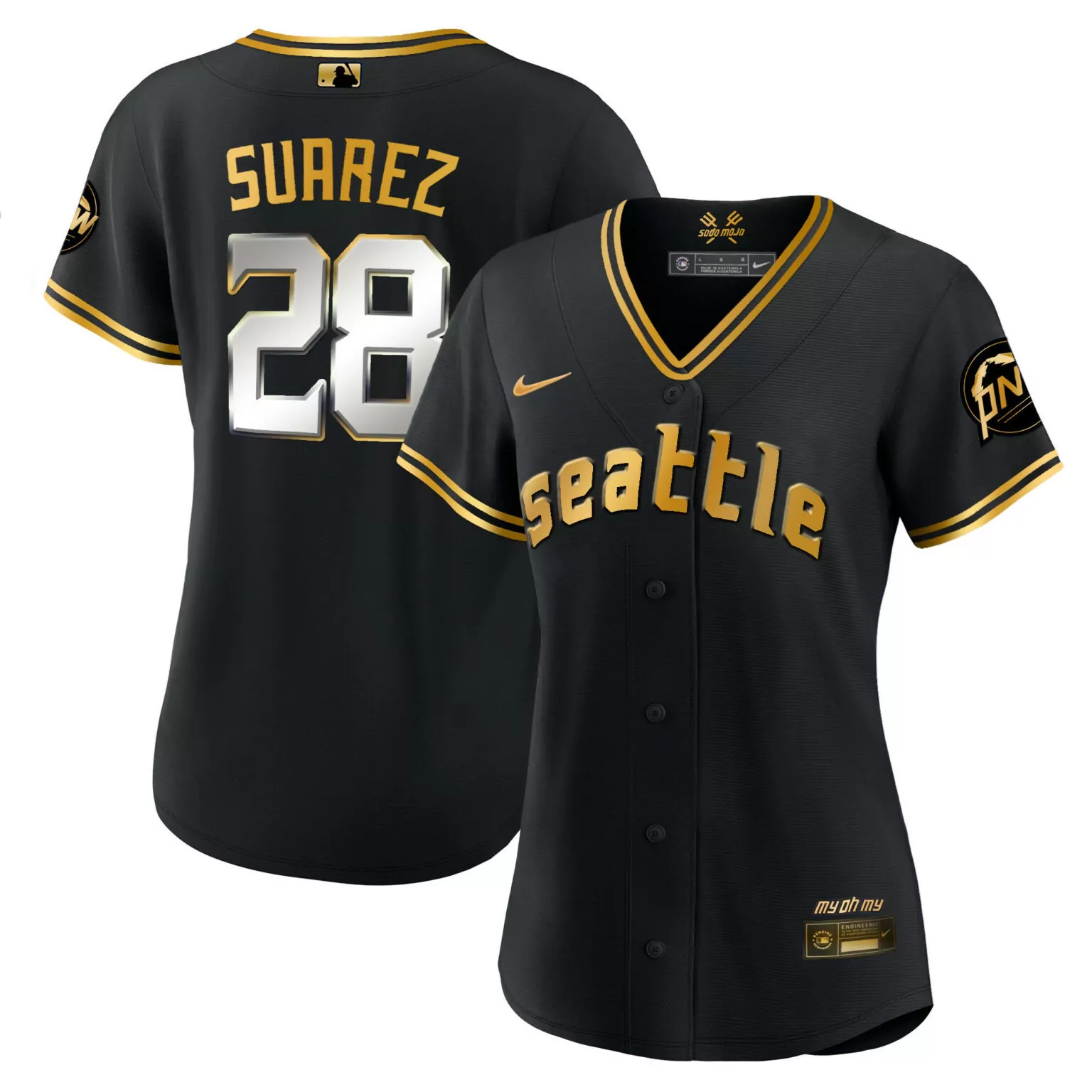 Eugenio Suarez 28 Jersey Black City Connect Seattle Mariners Sodo Mojo Men Gold All