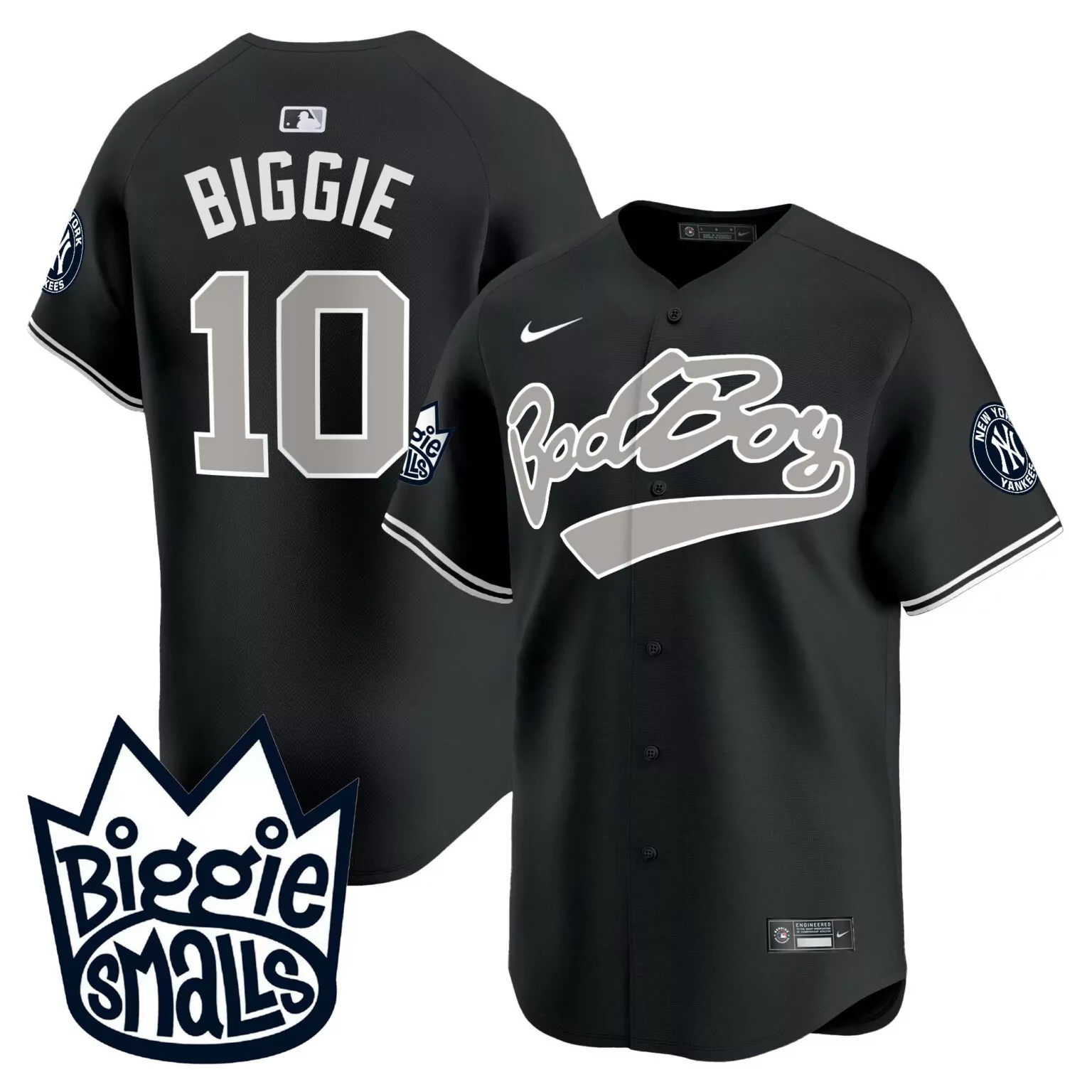 Biggie Smalls 10 New York Yankees Jersey Black Not Specified 2023 Men Grey White