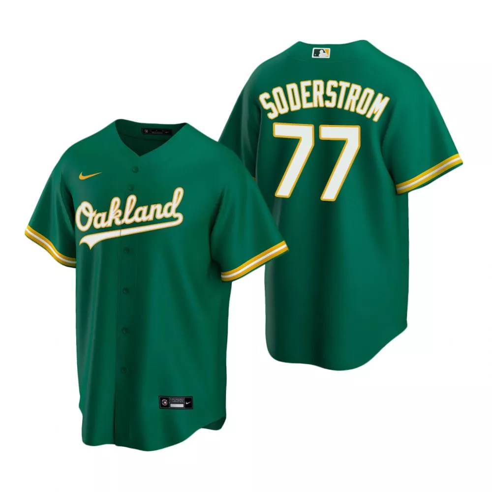 Tyler Soderstrom 77 Jersey Green Oakland Athletics White Yellow Alternate