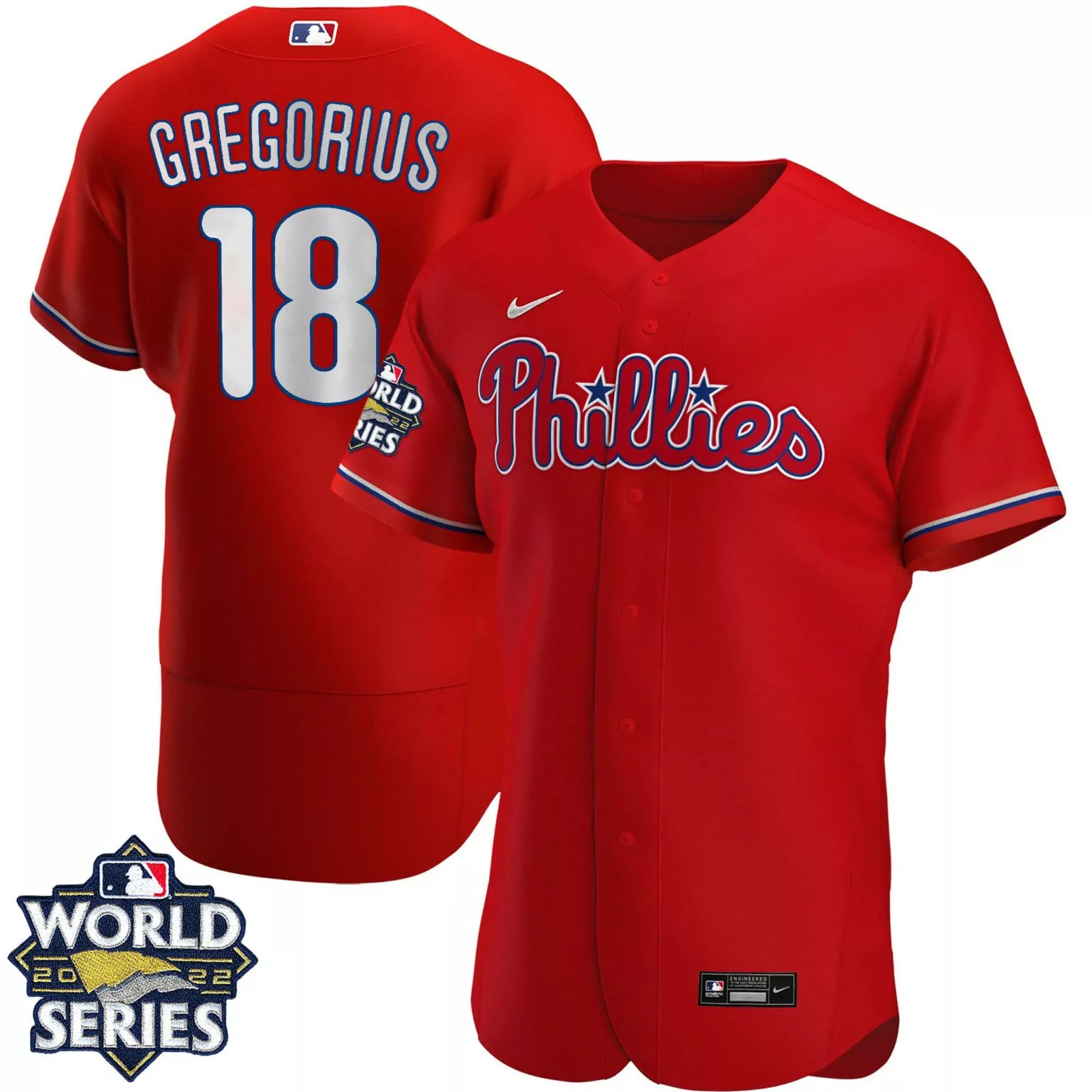 Didi Gregorius 18 Phillies Jersey Red World Series 2022 Men White Blue Alternate