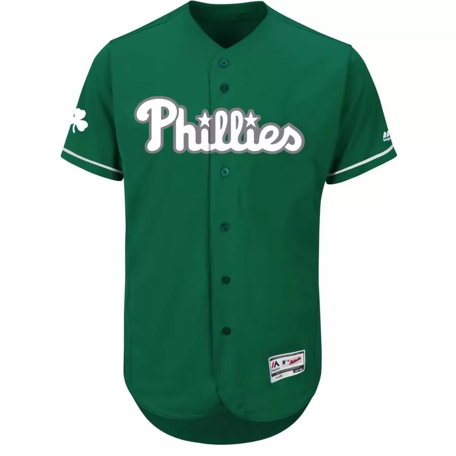 Rhys Hoskins Jersey Green Philadelphia Phillies Shamrock Men White Flex Base Collection
