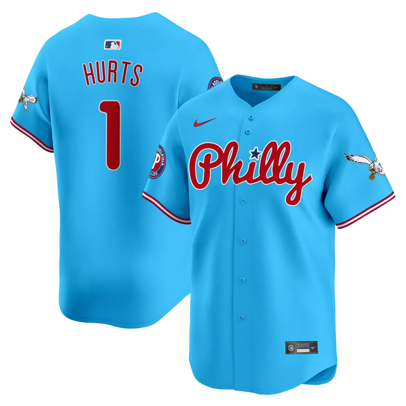 Jalen Hurts 1 Jersey Blue Philadelphia Phillies Eagles Men Alternate Red White All