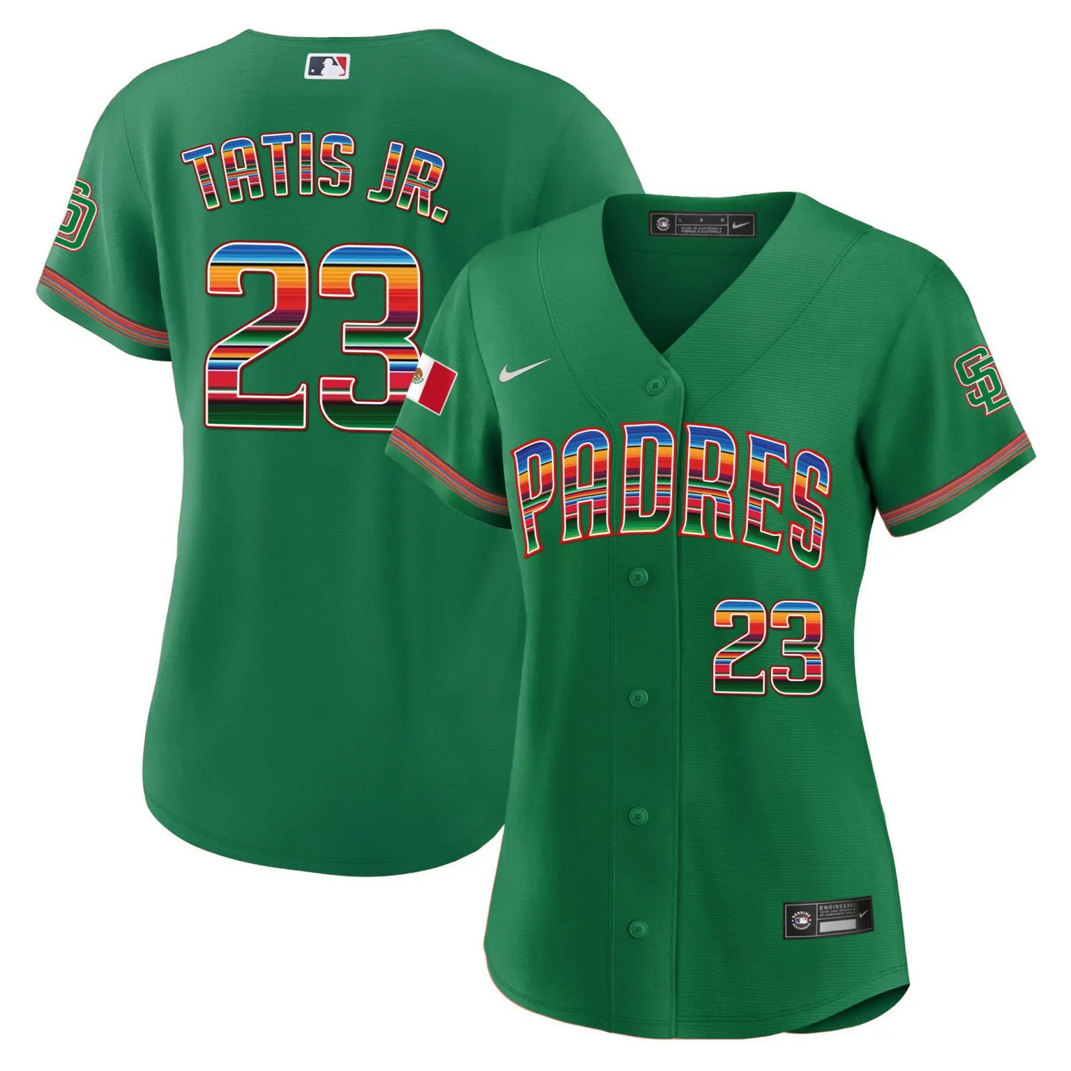 Fernando Tatis 23 Padres Jersey Green Cinco De Mayo Mexico Flag Men Custom Design