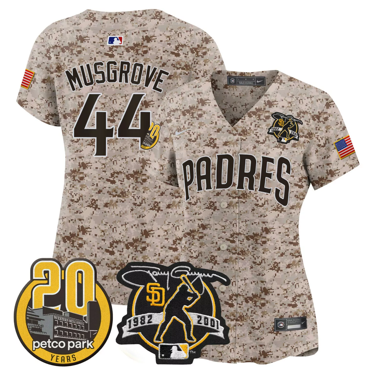 Joe Musgrove 44 Padres Jersey Tan Military Appreciation Petco Park 20 Years 1982-2001