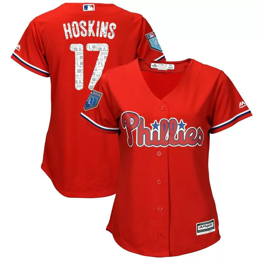Rhys Hoskins 17 Phillies Jersey Red 2018 World Series Nl Champions Men White Blue