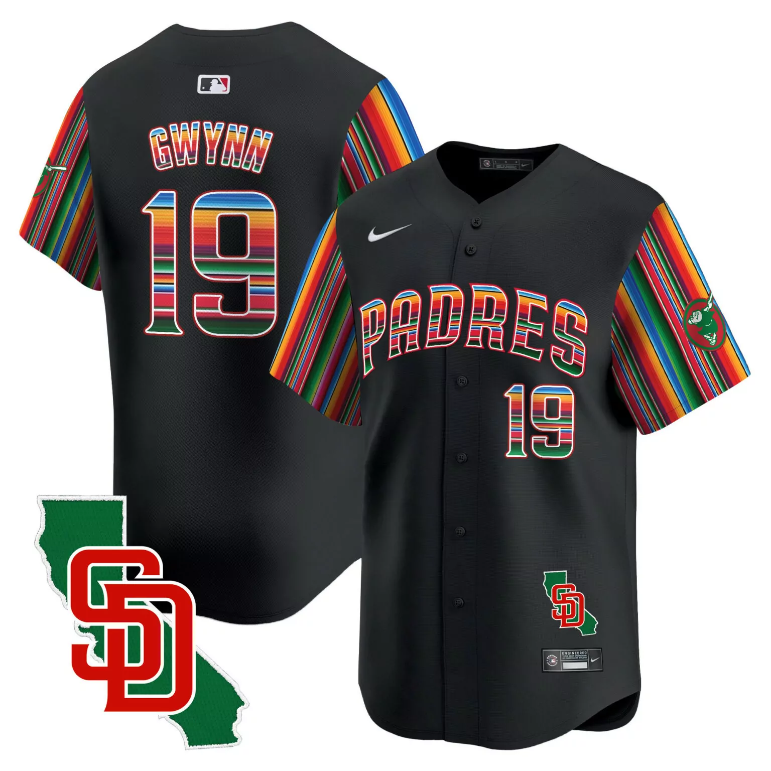 Tony Gwynn 19 San Diego Padres Jersey Black City Connect California Outline Sd Men
