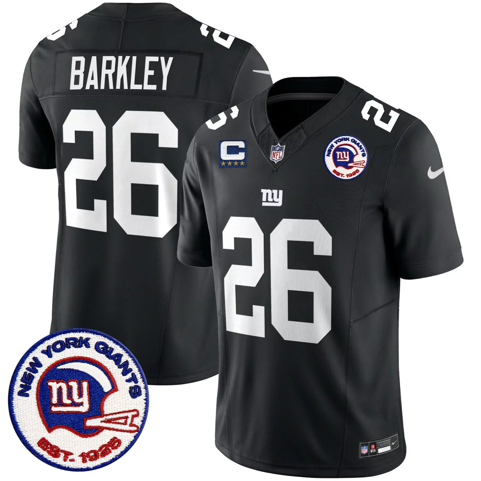 Saquon Barkley 26 New York Giants Jersey Black 1925 Men Player White Blue Red All