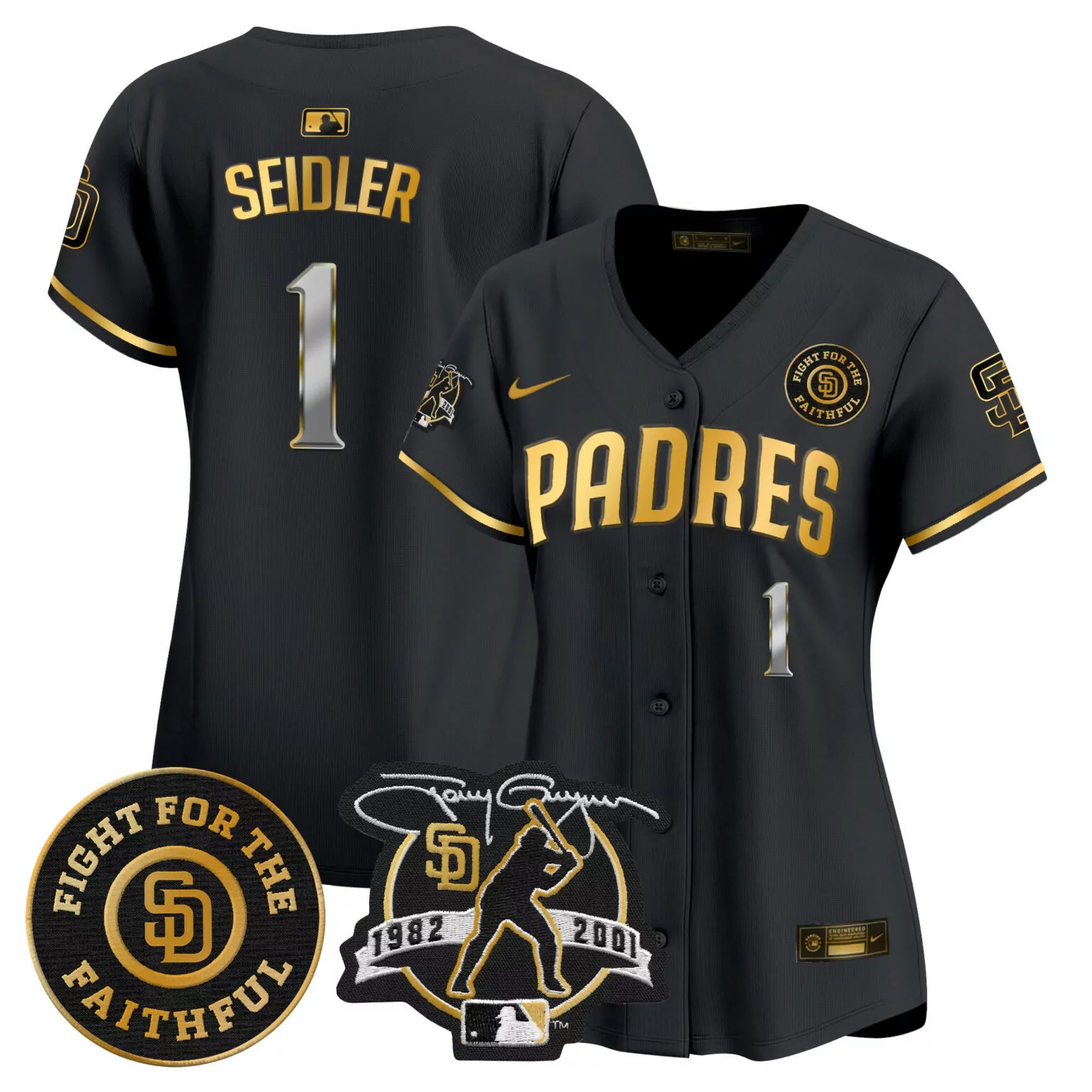 Peter Seidler 1 Padres Jersey Black Fight Faithful Men Gold All Stitched