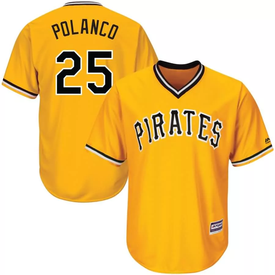 Jorge Polanco 25 Pirates Jersey Yellow Men Black White Alternate Cool Base