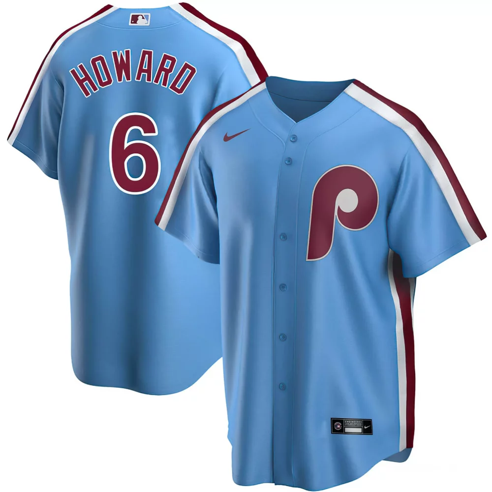 Howard 6 Phillies Jersey Light Blue Men Maroon White All Stitched