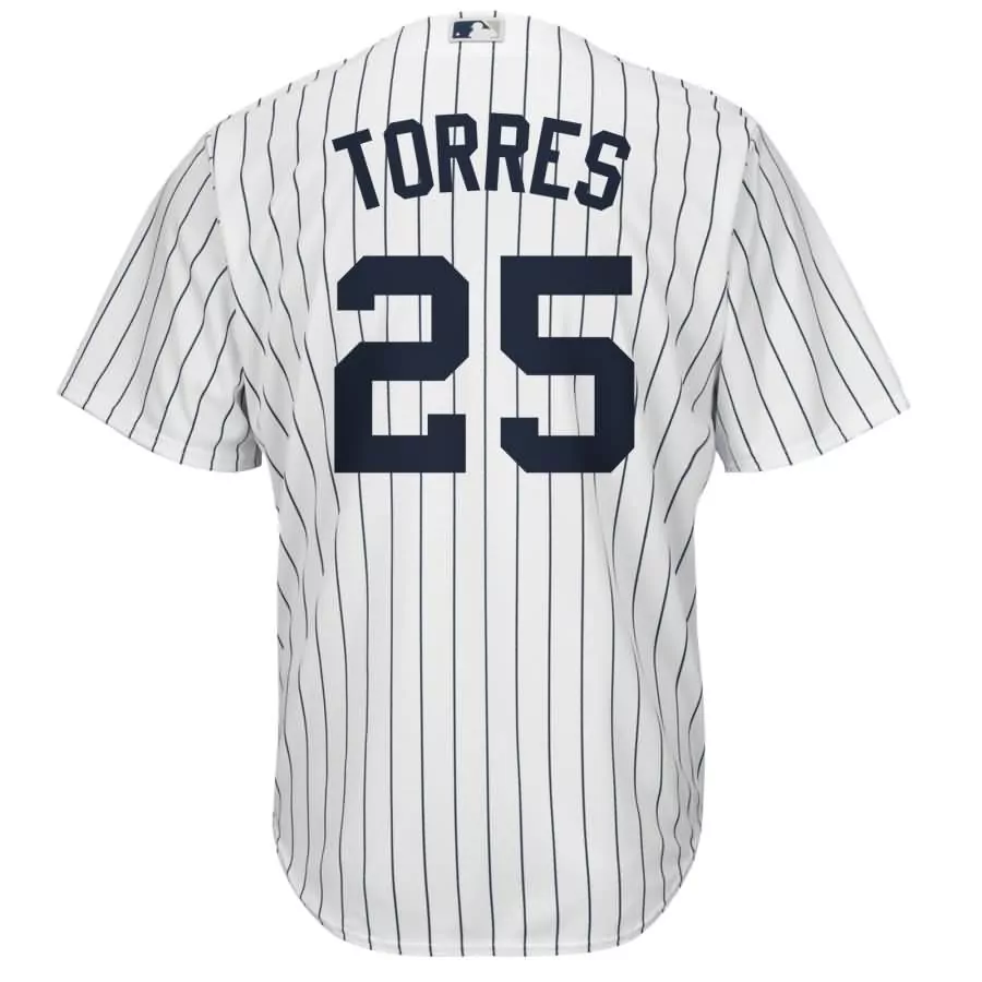 Gleyber Torres 25 Jersey White New York Yankees Men Navy Blue Official Cool Base