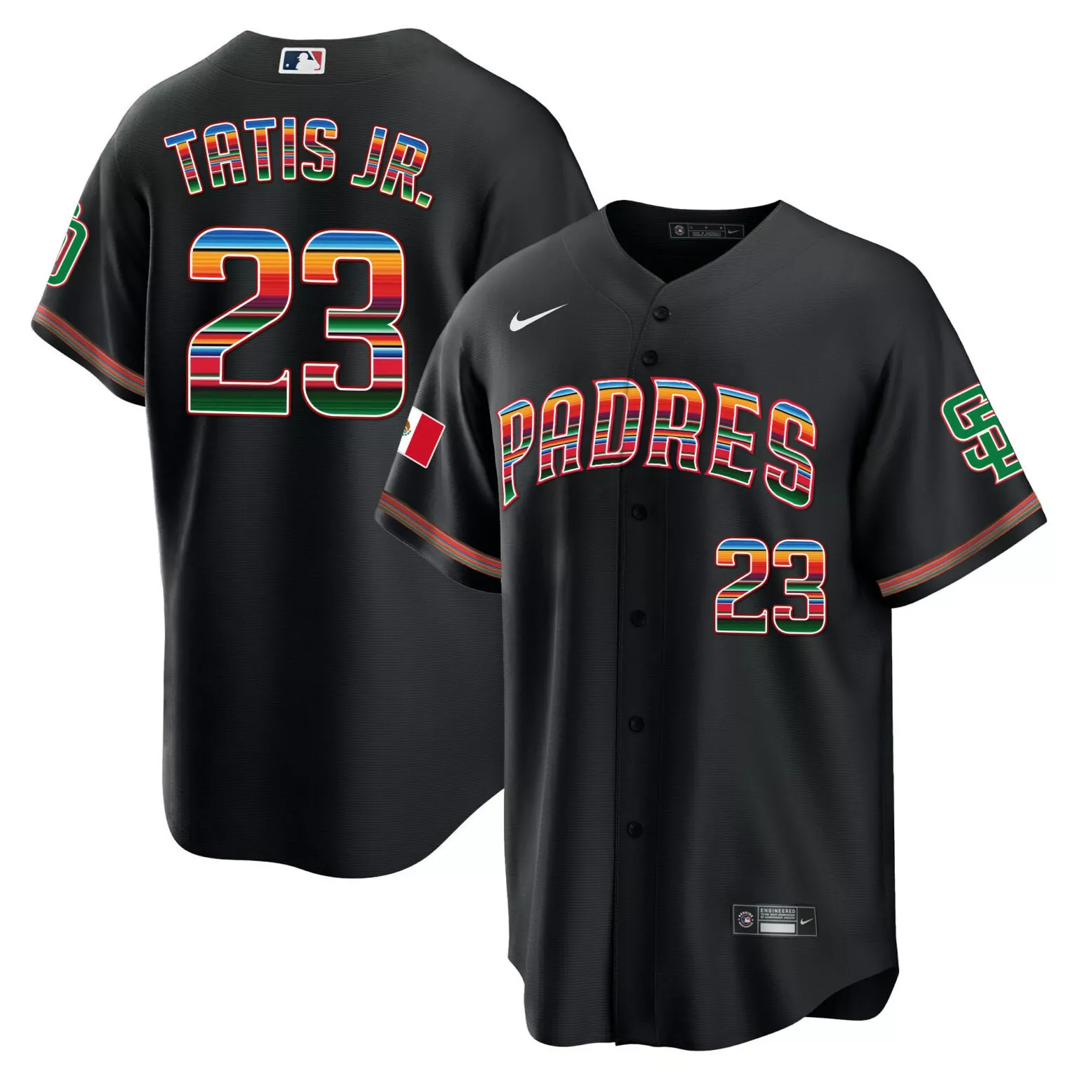 Fernando Tatis 23 Padres Jersey Black City Connect Mexico Flag Men White Red Green