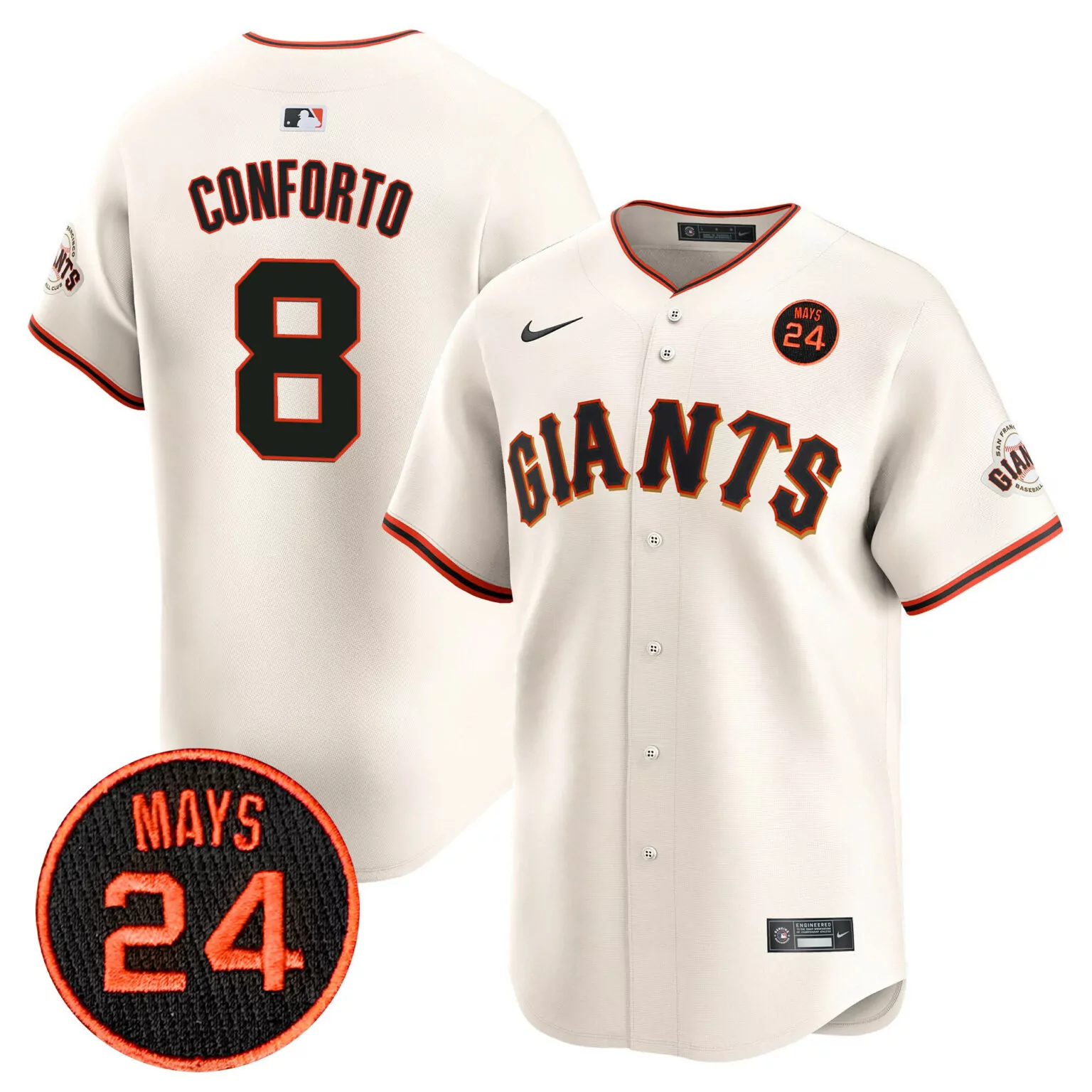 Michael Conforto 8 Jersey Cream Willie Mays 24 San Francisco Giants Men Orange Black
