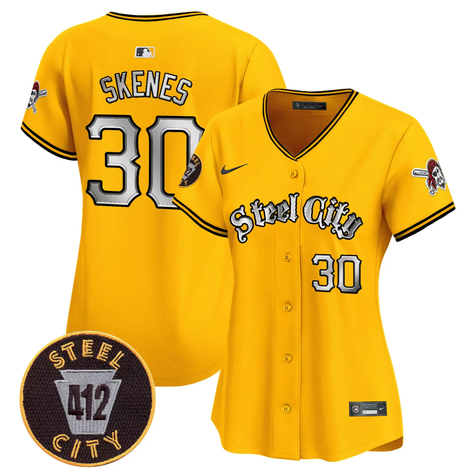 Paul Skenes 30 Pittsburgh Pirates Jersey Yellow City Connect Steel 412 Men MLB Black