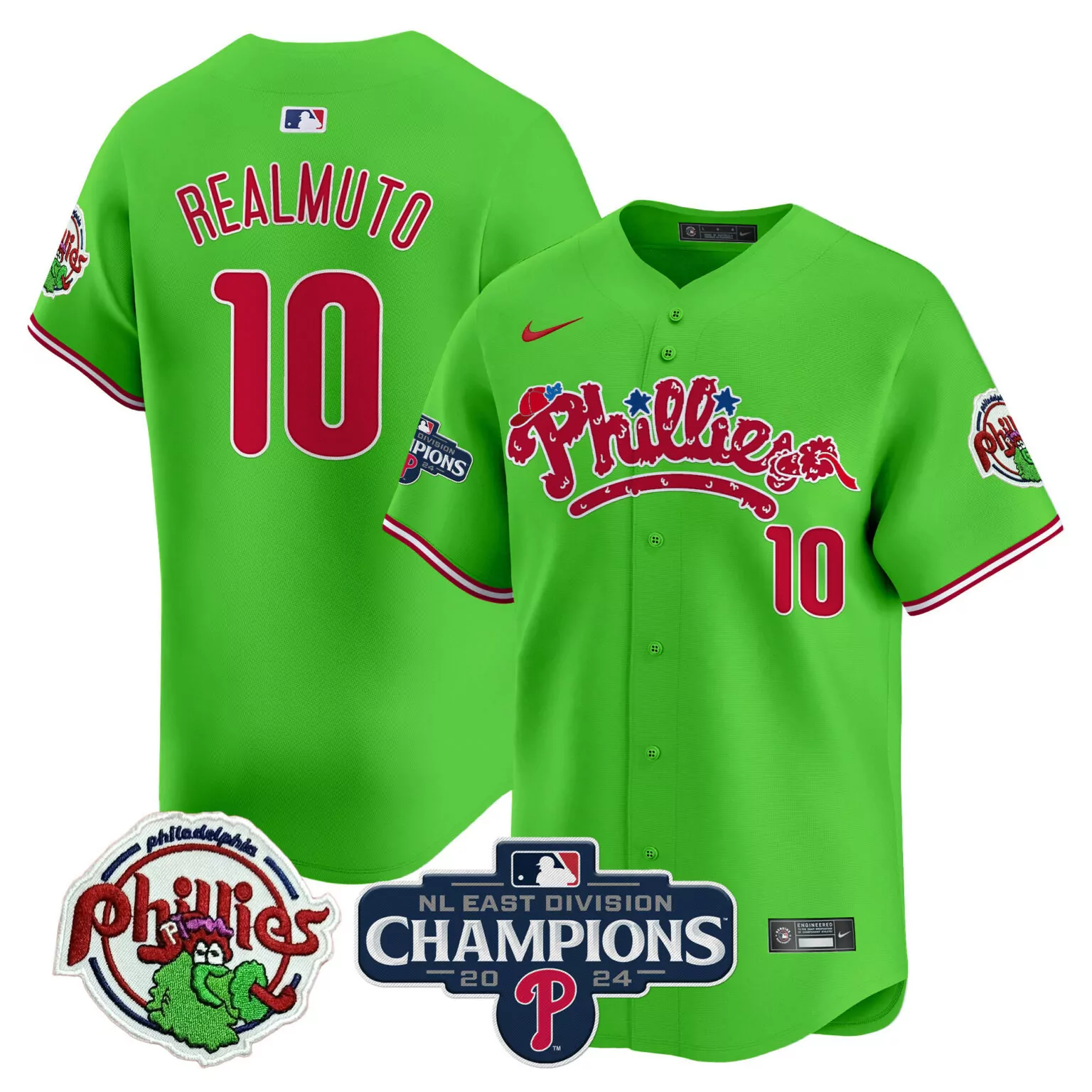 Phanatic Nl 10 Phillies Jersey Lime Green Men Alternate Red White All Stitched