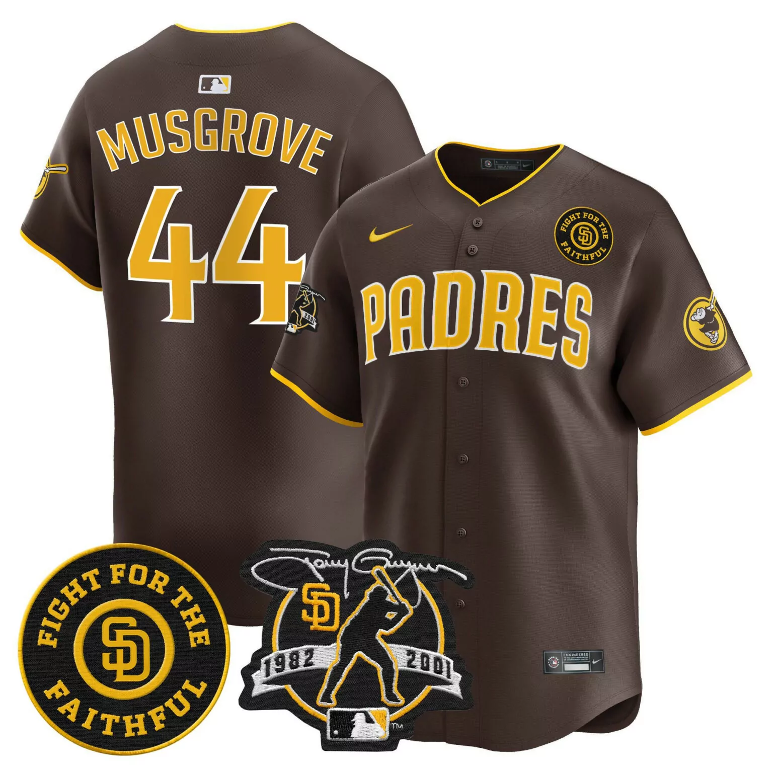 Joe Musgrove 44 Padres Jersey Brown City Connect Fight Faithful Men Yellow White