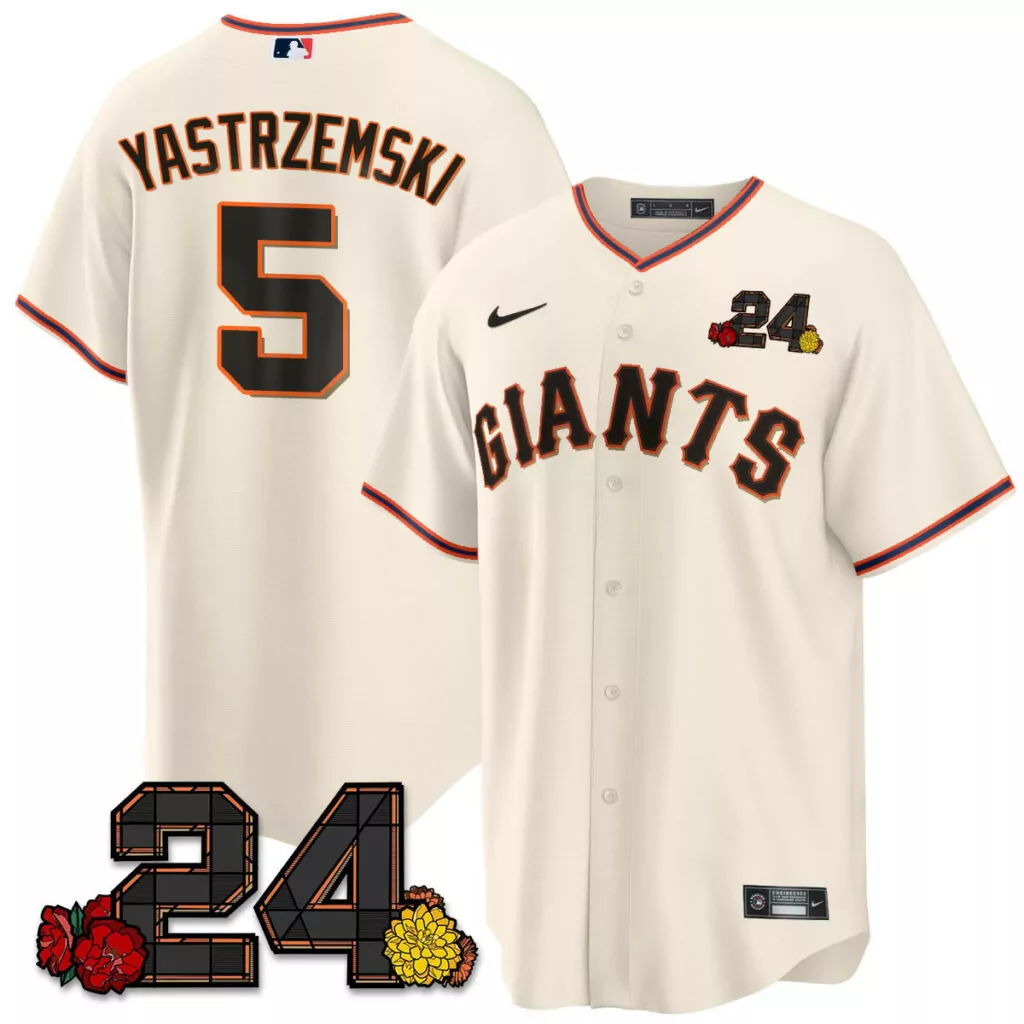 Yastrzemski 5 Giants Jersey Cream Men Orange Black Navy Home v2 All Stitched