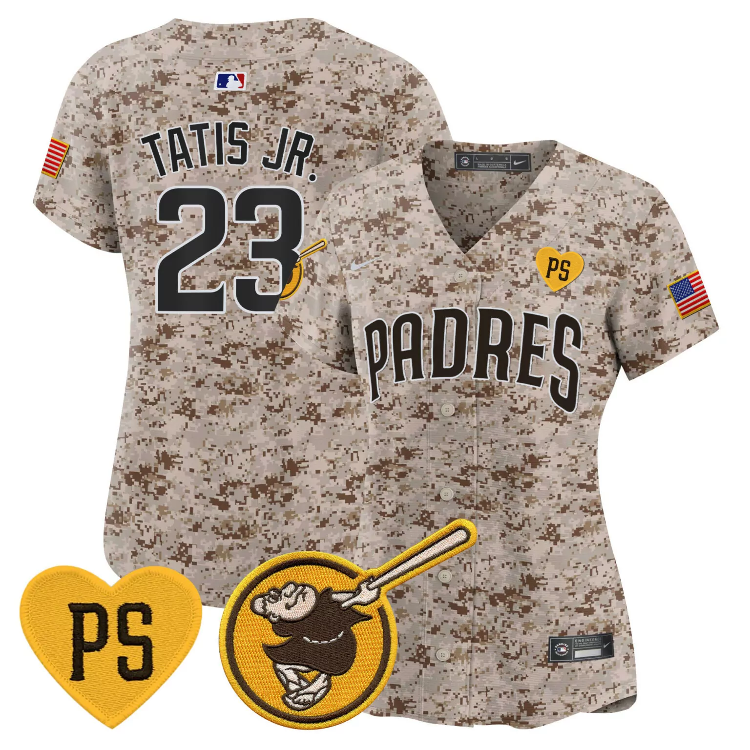 Fernando Tatis 23 Padres Jersey Tan Camo Ps Heart Swinging Friar Men Custom Design