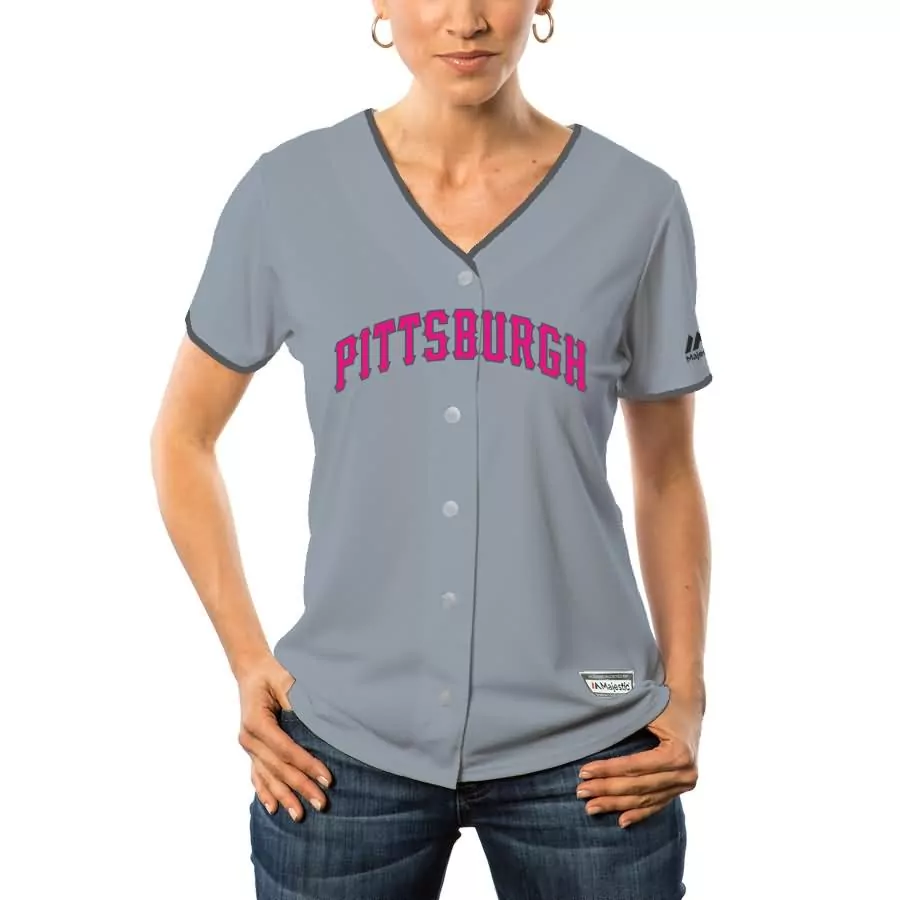 Pittsburgh Pirates Jersey Grey Women Pink Dark Cool Base