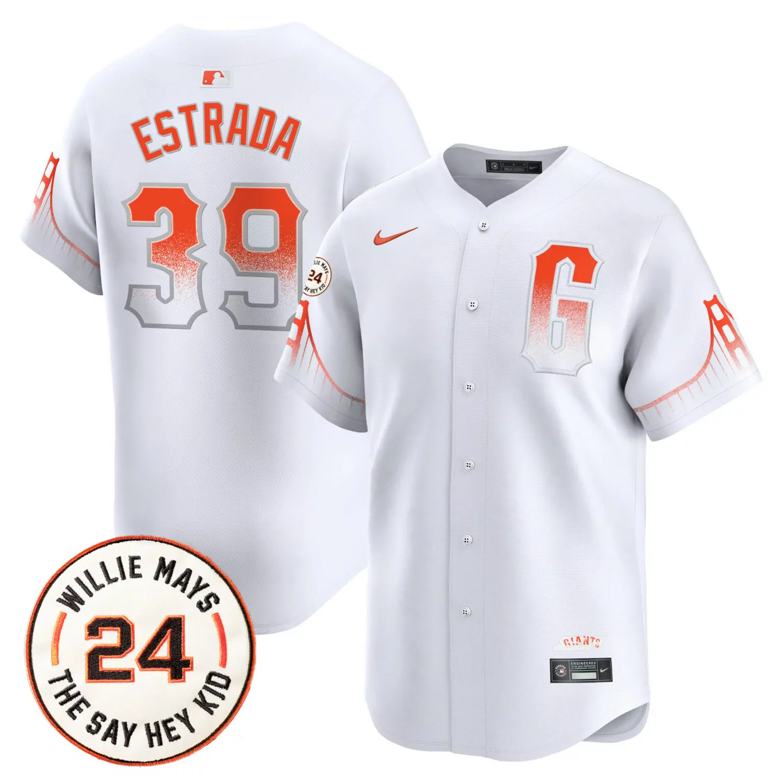 Estrada 39 Giants Jersey White City Connect Custom Design Orange Gray All Stitched