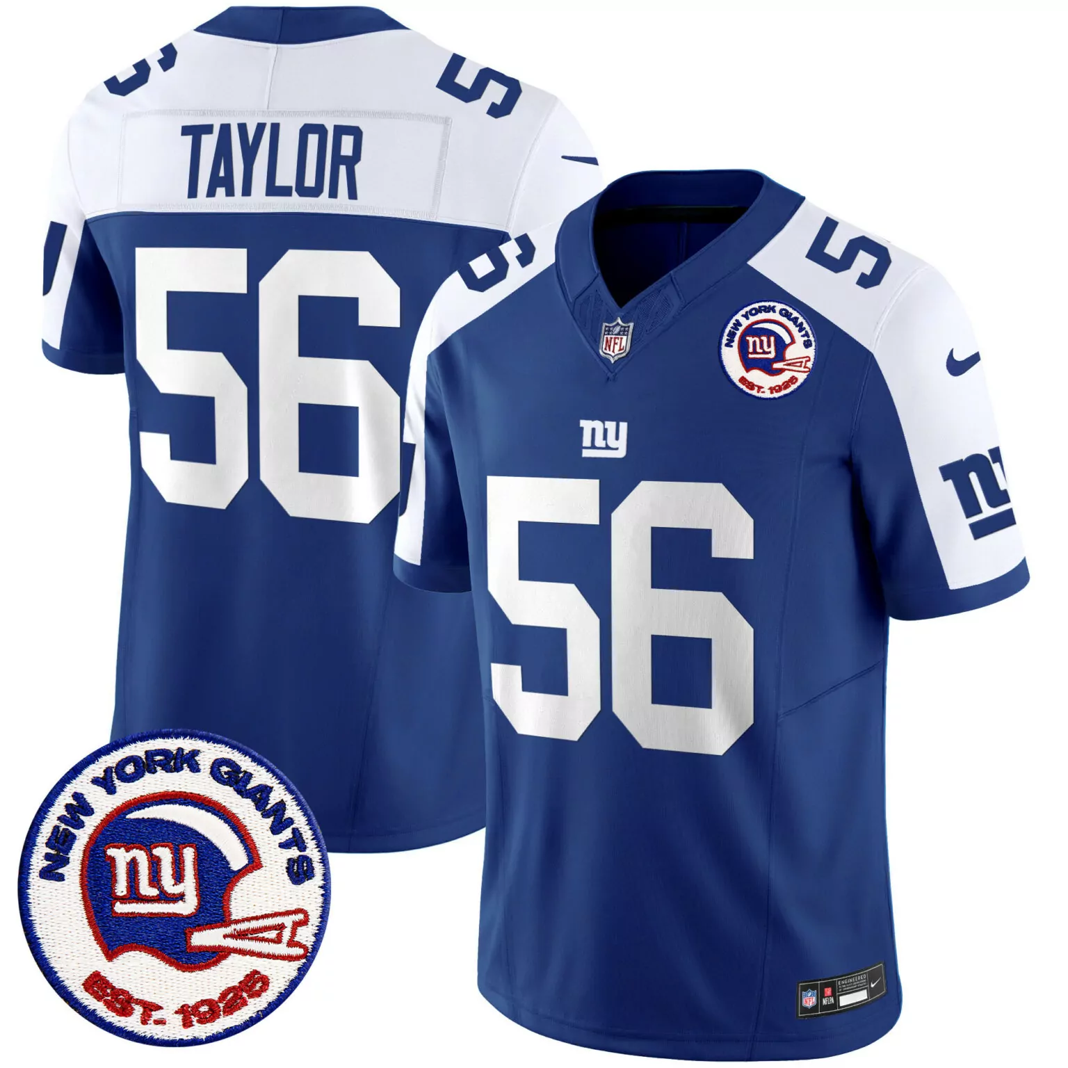 Lawrence Taylor 56 Jersey Blue New York Giants 1925 Men Player White Alternate All