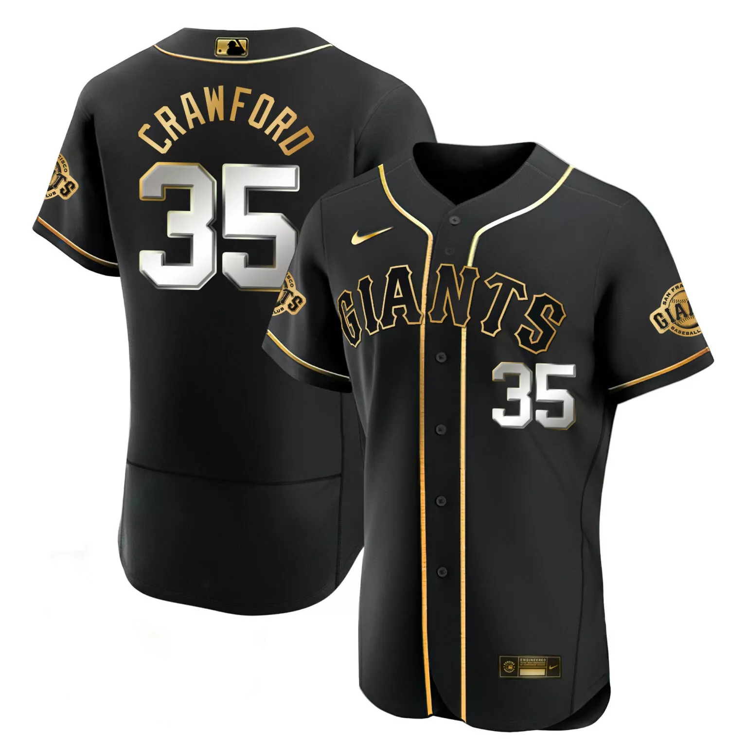 Brandon Crawford 35 Jersey Black Not Applicable San Francisco Giants Men Gold White