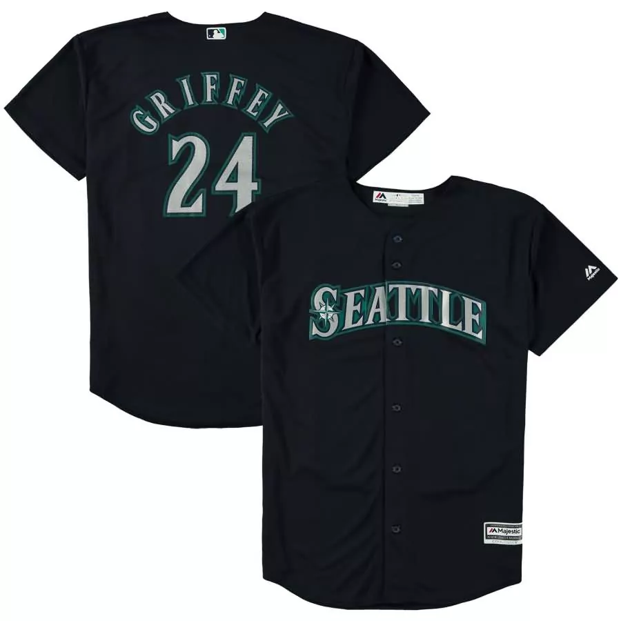 Ken Griffey 24 Seattle Mariners Jersey Navy Men Teal Silver Alternate Official Cool