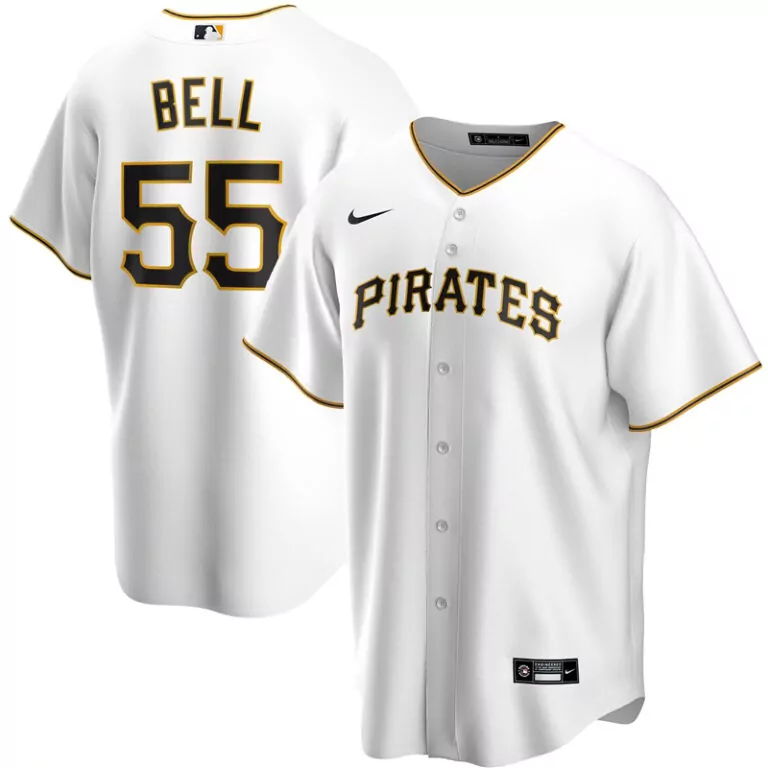 Josh Bell 55 Pirates Jersey White Men Black Gold Home