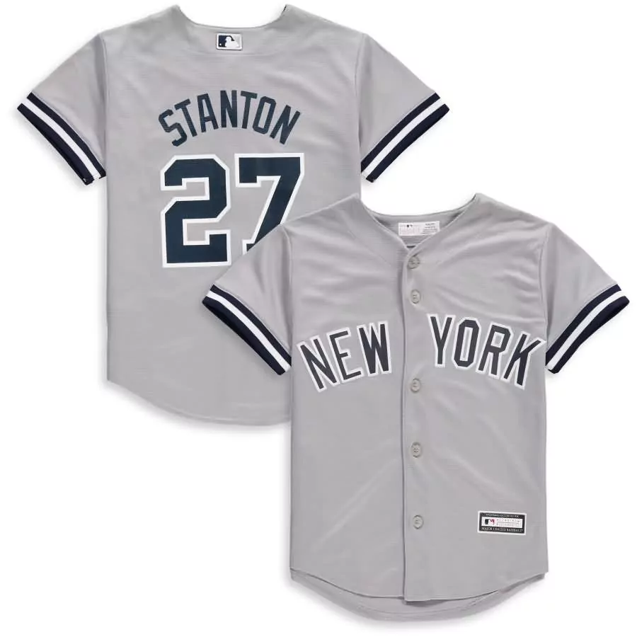 Giancarlo Stanton 27 Jersey Gray New York Yankees Men Navy White Official Cool Base