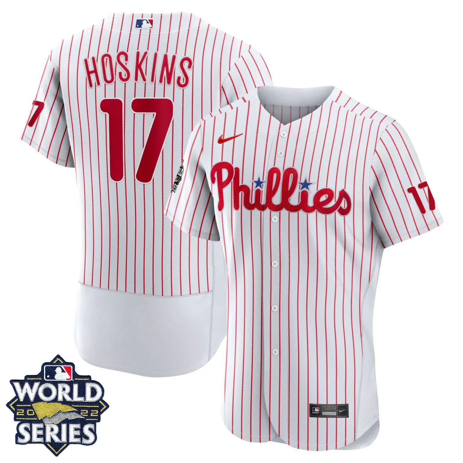 Rhys Hoskins 17 Phillies Jersey White World Series 2022 Men Red Flex Home All Stitched